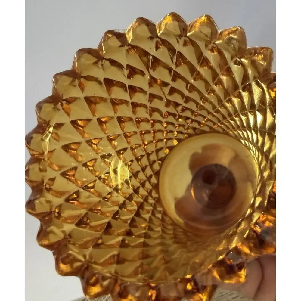 Homco Diamond Point Votive Amber Peg Sconce Candle Holder Vintage 4” Tall